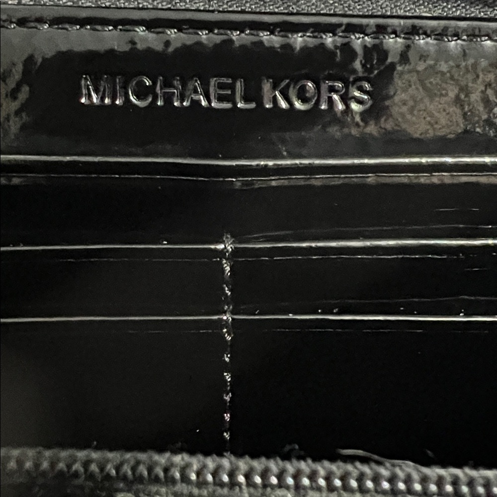 Michael Kors Black Snake-Embossed Zip-Around Wallet with Gold Plaque - Picture 9 of 10
